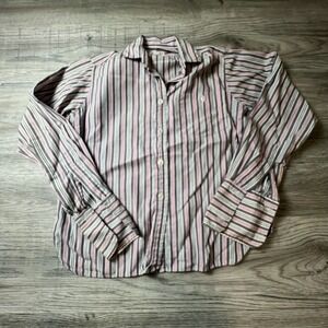Haymaker Button Down Shirt‎ Womens M Pink Grey Striped Vintage Long Sleeve Top
